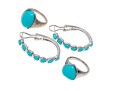 Sterling And Dyed Blue Howlite Earrings And Rings, Size 7