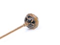 Antique Striking 14k Top Black Enamel, Crystal And Pearl Hat Pin, Gold Filled Stem