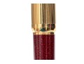 Cartier Iconic Ribbed Marbled Burgundy Composite And Gold Tone Ballpoint Pen