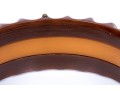 Fabulous Vintage Brown And Yellow Striped Scalloped Edge Bakelite Slip On Bangle