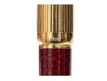 Cartier Iconic Ribbed Marbled Burgundy Composite And Gold Tone Ballpoint Pen