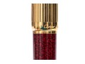 Cartier Iconic Ribbed Marbled Burgundy Composite And Gold Tone Ballpoint Pen