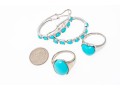 Sterling And Dyed Blue Howlite Earrings And Rings, Size 7