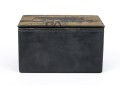 Russian Antique Classic Rectangular Folk Art Black Lacquer Box, Troika Themed