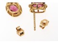 14K Yellow Gold Pretty Oval Faceted Rhodolite Garnet And Gold Framed Earrings