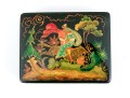 Russian Stunning Folk Art Black Lacquer Box, 