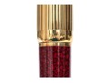 Cartier Iconic Ribbed Marbled Burgundy Composite And Gold Tone Ballpoint Pen
