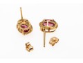 14K Yellow Gold Pretty Oval Faceted Rhodolite Garnet And Gold Framed Earrings