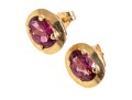 14K Yellow Gold Pretty Oval Faceted Rhodolite Garnet And Gold Framed Earrings