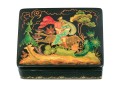 Russian Stunning Folk Art Black Lacquer Box, 