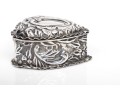 Antique Sterling Silver Beautiful Repousse Hinged Heart Shaped Box, Birmingham, 1898