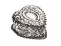 Antique Sterling Silver Beautiful Repousse Hinged Heart Shaped Box, Birmingham, 1898