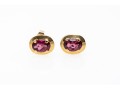 14K Yellow Gold Pretty Oval Faceted Rhodolite Garnet And Gold Framed Earrings
