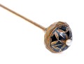 Antique Striking 14k Top Black Enamel, Crystal And Pearl Hat Pin, Gold Filled Stem