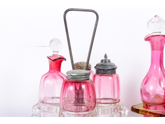 Cranberry Depression Glass Cruet Sets