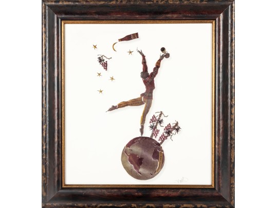 Gerard Puvis (French, B. 1950) Mixed Media Wine Foil Art 