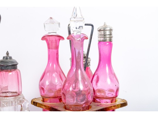 Cranberry Depression Glass Cruet Sets