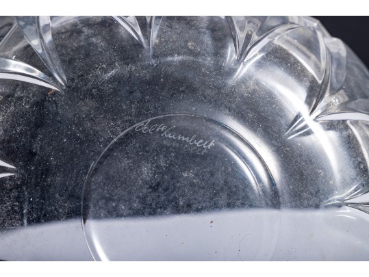 Antique Val St. Lambert Lead Crystal Serving Bowl
