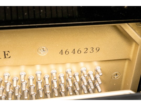 Black Lacquer Upright Yamaha Piano, With Piano Stool.