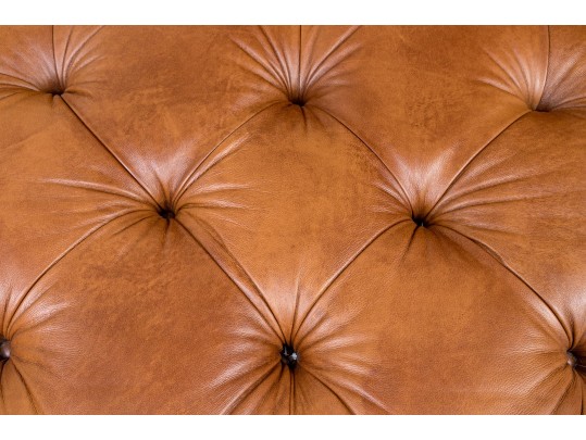 Ethan Allen Leather Upholstered Ottoman On Casters