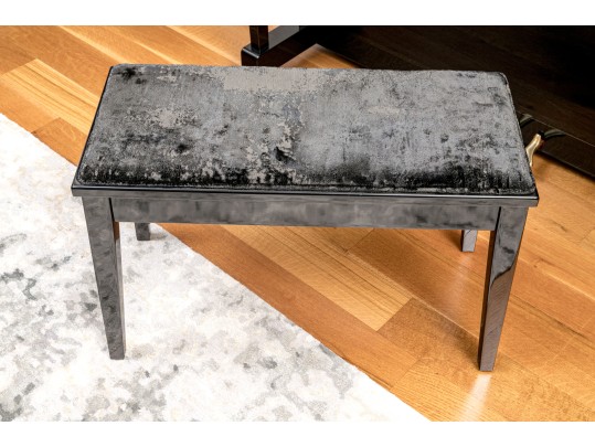 Black Lacquer Upright Yamaha Piano, With Piano Stool.