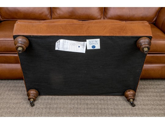 Ethan Allen Leather Upholstered Ottoman On Casters