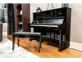 Black Lacquer Upright Yamaha Piano, With Piano Stool.