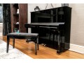 Black Lacquer Upright Yamaha Piano, With Piano Stool.
