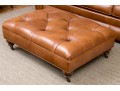 Ethan Allen Leather Upholstered Ottoman On Casters