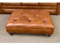 Ethan Allen Leather Upholstered Ottoman On Casters