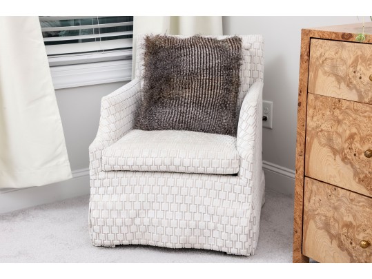 Lee Industries Accent Chair In White And Beige