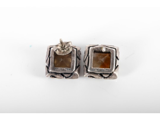 Sterling Silver Citrine Stud Earrings