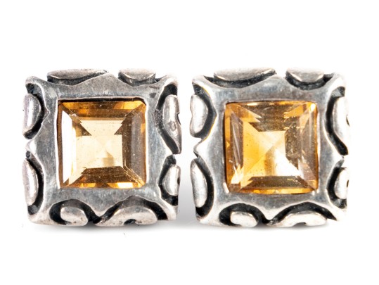 Sterling Silver Citrine Stud Earrings