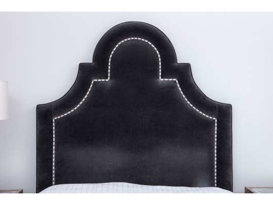 Chic Queen Bed Frame With A Tufted Velvet Headboard