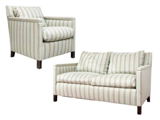 Sherry And Holland Upholstered Settee And Club Chair By Lee Industries