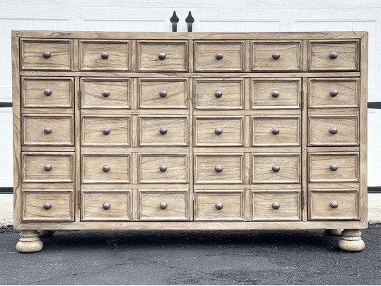 Awesome Faux Apothecary Style Media Console Dresser Cabinet