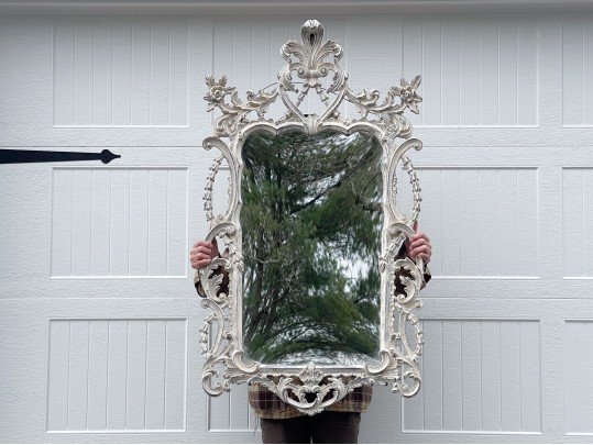 Fantastic Rococo Syle White Metallic Finished Mirror