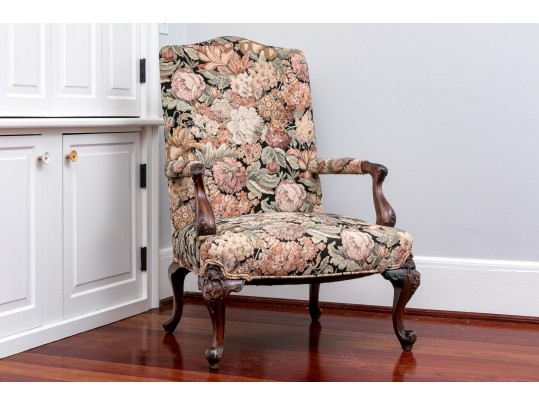Antique Baroque Style Needlepoint Upholstered Walnut Armchair