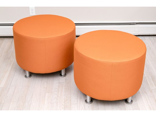 Brilliant Pair Of Turnstone Steelcase 'Campsite' Designs Upholstered Ottomans