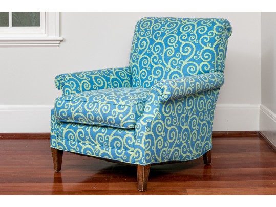 Playfully Upholstered Rolled Arm Club Chair