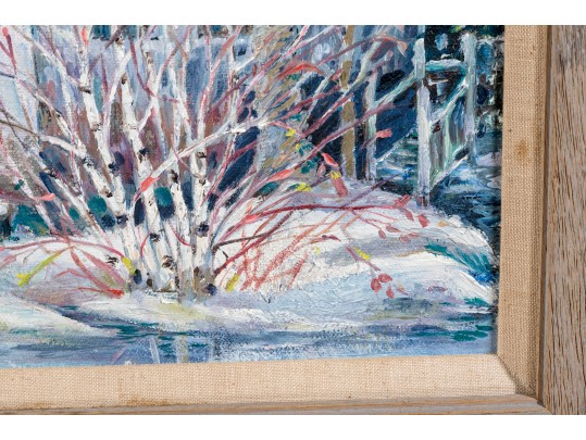 Fabulous Winter Village Scene Oil On Canvas