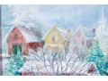 Fabulous Winter Village Scene Oil On Canvas
