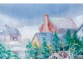Fabulous Winter Village Scene Oil On Canvas