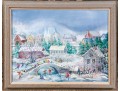 Fabulous Winter Village Scene Oil On Canvas