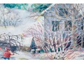 Fabulous Winter Village Scene Oil On Canvas
