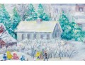 Fabulous Winter Village Scene Oil On Canvas