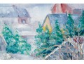 Fabulous Winter Village Scene Oil On Canvas