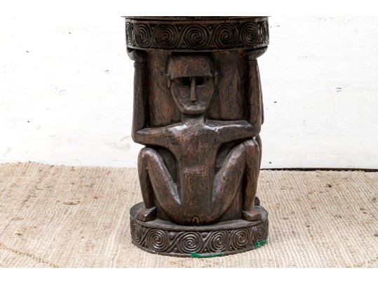 African Tribal Carved Table 