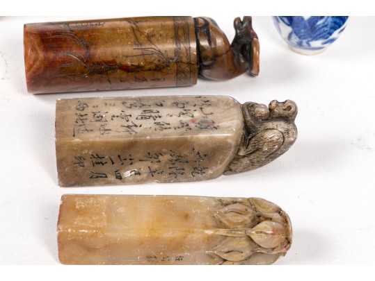 Large Collection Of Chinese Stone Chops And Seals With Other Items