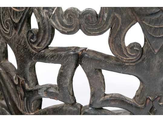 Carved Tribal Wooden Demilune Object